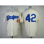 Los Angeles Dodgers #42 Jackie Robinson 1955 Cream Throwback Jersey