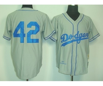 Los Angeles Dodgers #42 Jackie Robinson 1955 Gray Throwback Jersey