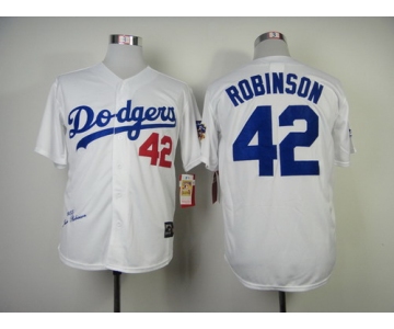 Los Angeles Dodgers #42 Jackie Robinson 1955 Hall of Fame White Throwback Jersey