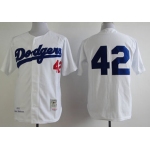 Los Angeles Dodgers #42 Jackie Robinson 1955 White Throwback Jersey