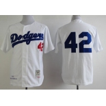 Los Angeles Dodgers #42 Jackie Robinson 1955 White Throwback Jersey