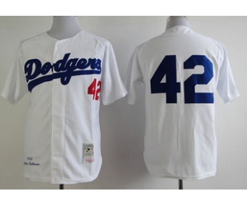 Los Angeles Dodgers #42 Jackie Robinson 1955 White Throwback Jersey