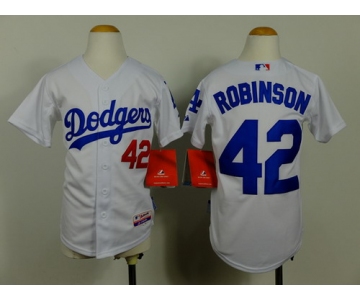 Los Angeles Dodgers #42 Jackie Robinson White Kids Jersey