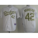 Los Angeles Dodgers #42 Jackie Robinson White With Camo Jersey