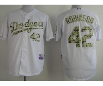 Los Angeles Dodgers #42 Jackie Robinson White With Camo Jersey