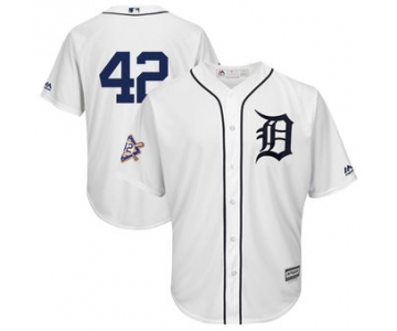 Men's Detroit Tigers Majestic White 42 Jackie Robinson Day Official Cool Base Jersey