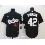 Men's Los Angeles Dodgers #42 Jackie Robinson Black Stitched MLB Cool Base Nike Jersey