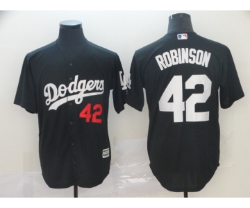 Men's Los Angeles Dodgers 42 Jackie Robinson Black Turn Back The Clock Cool Base Jersey