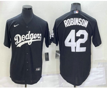 Men's Los Angeles Dodgers #42 Jackie Robinson Black Turn Back The Clock Stitched Cool Base Jersey