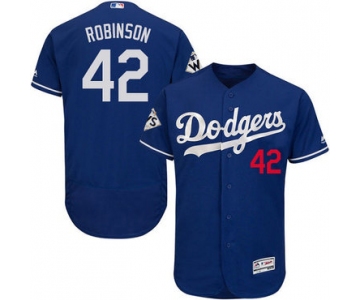 Men's Los Angeles Dodgers #42 Jackie Robinson Blue Flexbase Authentic Collection 2017 World Series Bound Stitched MLB Jersey