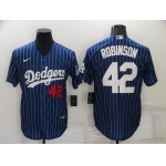 Men's Los Angeles Dodgers #42 Jackie Robinson Blue Pinstripe Stitched MLB Cool Base Nike Jersey