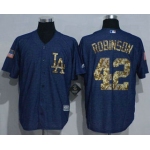 Men's Los Angeles Dodgers #42 Jackie Robinson Denim Blue Salute to Service Stitched MLB Jersey