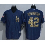 Men's Los Angeles Dodgers #42 Jackie Robinson Denim Blue Salute to Service Stitched MLB Jersey