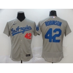 Men's Los Angeles Dodgers #42 Jackie Robinson Gray Stitched MLB Flex Base Nike Jersey