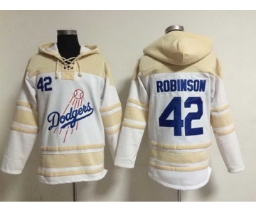 Men's Los Angeles Dodgers #42 Jackie Robinson Home White Hoodie