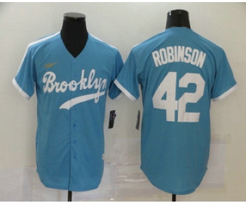 Men's Los Angeles Dodgers #42 Jackie Robinson Light Blue Stitched MLB Cool Base Cooperstown Collection Nike Jersey