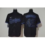 Men's Los Angeles Dodgers #42 Jackie Robinson Lights Out Black Fashion Stitched MLB Cool Base Nike Jersey