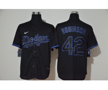 Men's Los Angeles Dodgers #42 Jackie Robinson Lights Out Black Fashion Stitched MLB Cool Base Nike Jersey