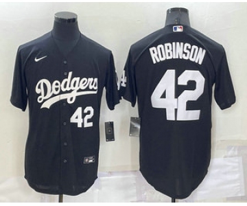 Men's Los Angeles Dodgers #42 Jackie Robinson Number Black Turn Back The Clock Stitched Cool Base Jersey