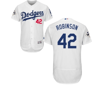 Men's Los Angeles Dodgers #42 Jackie Robinson White Flexbase Authentic Collection 2017 World Series Bound Stitched MLB Jersey