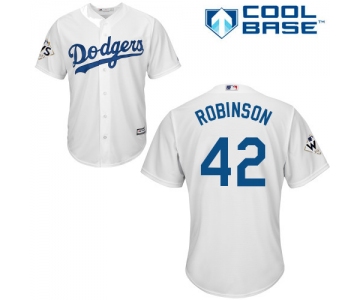 Men's Los Angeles Dodgers #42 Jackie Robinson White New Cool Base 2017 World Series Bound Stitched MLB Jersey