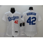 Men's Los Angeles Dodgers #42 Jackie Robinson White Stitched MLB Flex Base Nike Jersey