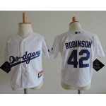 Toddler Los Angeles Dodgers #42 Jackie Robinson White Home Stitched MLB Majestic Cool Base Jersey