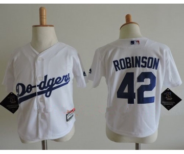 Toddler Los Angeles Dodgers #42 Jackie Robinson White Home Stitched MLB Majestic Cool Base Jersey