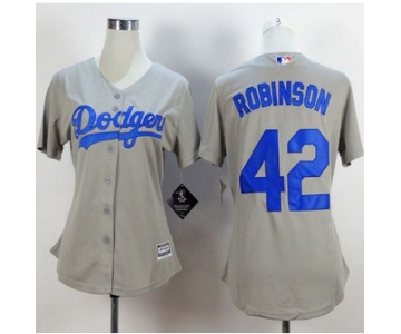 Women's Los Angeles Dodgers #42 Jackie Robinson Gray Retired Player 2015 MLB Cool Base Jersey