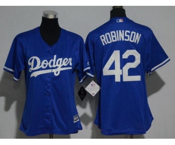 Women's Los Angeles Dodgers #42 Jackie Robinson Retired Royal Blue Stitched MLB Majestic Cool Base Jersey