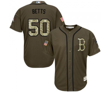 Boston Red Sox #50 Mookie Betts Green Salute to Service Stitched MLB Jersey