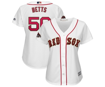 Boston Red Sox 50 Mookie Betts White Women 2019 Gold Program Cool Base Jersey