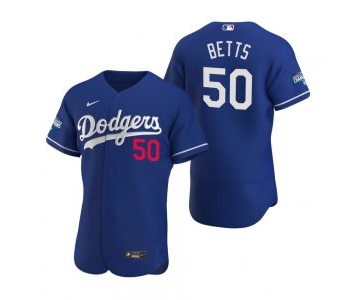 Los Angeles Dodgers #50 Mookie Betts Royal 2020 World Series Champions Jersey