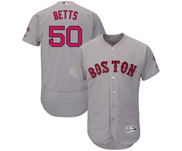 Men's Boston Red Sox 50 Mookie Betts Gray 150th Patch FlexBase Jersey