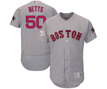 Men's Boston Red Sox #50 Mookie Betts Majestic Gray 2017 MLB All-Star Game Worn Stitched MLB Flex Base Jersey