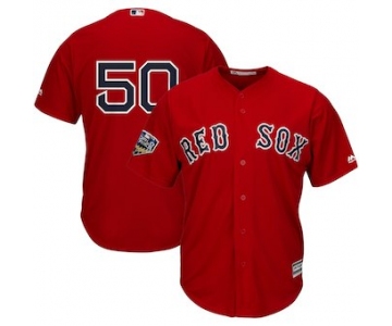 Men's Boston Red Sox #50 Mookie Betts Majestic Scarlet 2018 World Series Cool Base Player Number Jersey