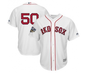 Men's Boston Red Sox #50 Mookie Betts Majestic White 2018 World Series Cool Base Player Number Jersey