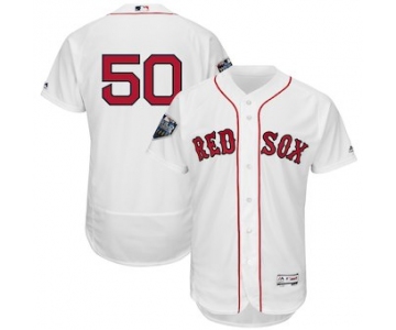 Men's Boston Red Sox #50 Mookie Betts Majestic White 2018 World Series Flex Base Player Jersey