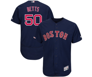 Men's Boston Red Sox 50 Mookie Betts Navy 150th Patch FlexBase Jersey