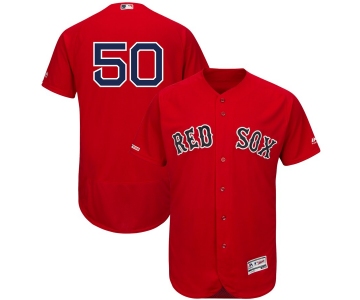 Men's Boston Red Sox 50 Mookie Betts Scarlet 150th Patch FlexBase Jersey