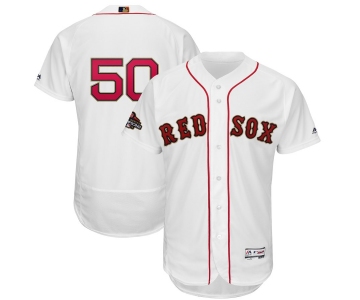 Men's Boston Red Sox 50 Mookie Betts White 2019 Gold Program FlexBase Jersey