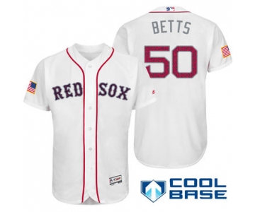 Men's Boston Red Sox #50 Mookie Betts White Stars & Stripes Fashion Independence Day Stitched MLB Majestic Cool Base Jersey