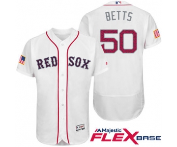 Men's Boston Red Sox #50 Mookie Betts White Stars & Stripes Fashion Independence Day Stitched MLB Majestic Flex Base Jersey