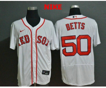 Men's Boston Red Sox #50 Mookie Betts White Stitched MLB Flex Base Nike Jersey