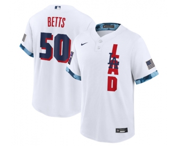 Men's Los Angeles Dodgers #50 Mookie Betts 2021 White All-Star Cool Base Stitched MLB Jersey