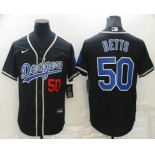 Men's Los Angeles Dodgers #50 Mookie Betts Black Blue Name Stitched MLB Cool Base Nike Jersey