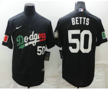 Men's Los Angeles Dodgers #50 Mookie Betts Black Mexico 2020 World Series Cool Base Nike Jersey