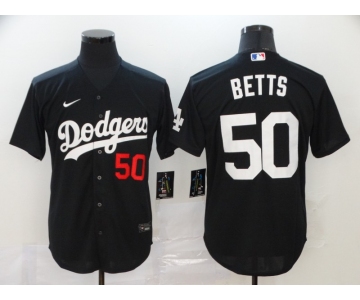 Men's Los Angeles Dodgers #50 Mookie Betts Black Stitched MLB Cool Base Nike Jersey