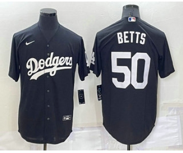 Men's Los Angeles Dodgers #50 Mookie Betts Black Turn Back The Clock Stitched Cool Base Jersey