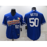 Men's Los Angeles Dodgers #50 Mookie Betts Blue Mexico Cool Base Nike Jersey